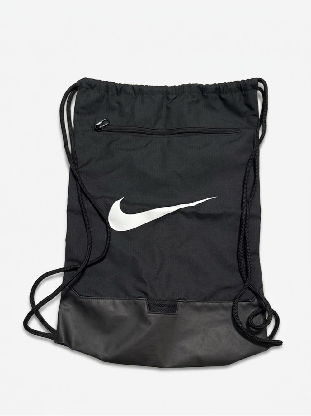 Nike Black Drawstring Gym Backpack with White Swoosh
